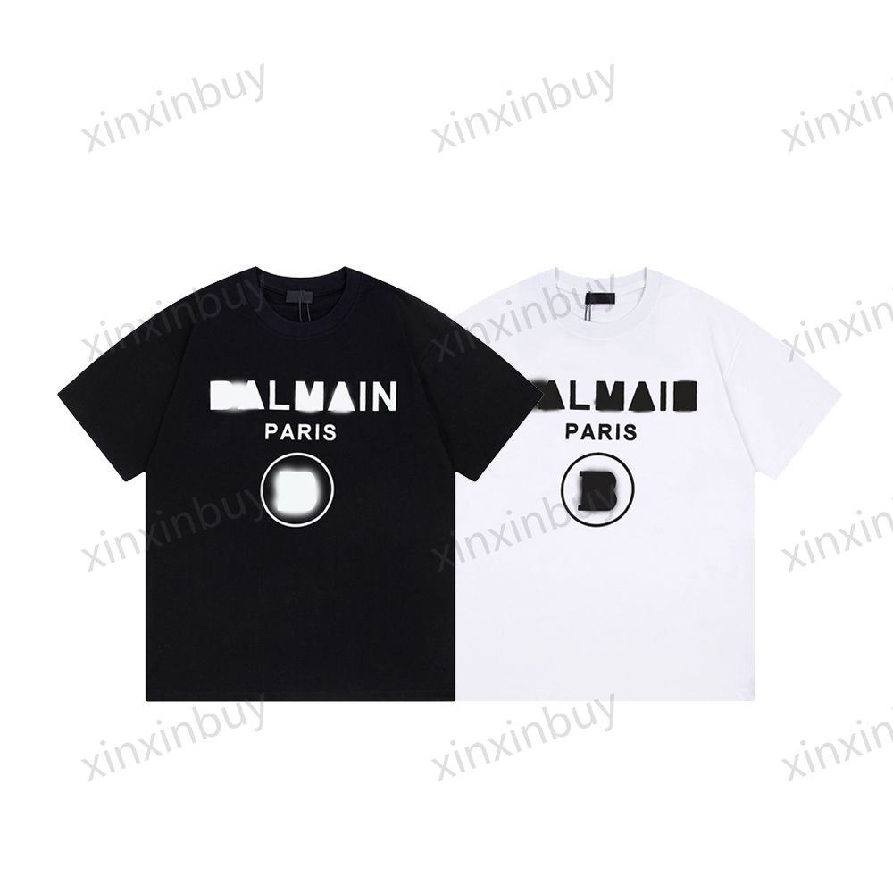 

xinxinbuy Men designer Tee t shirt 23ss Paris big letters pattern print short sleeve cotton women white black blue XS-2XL