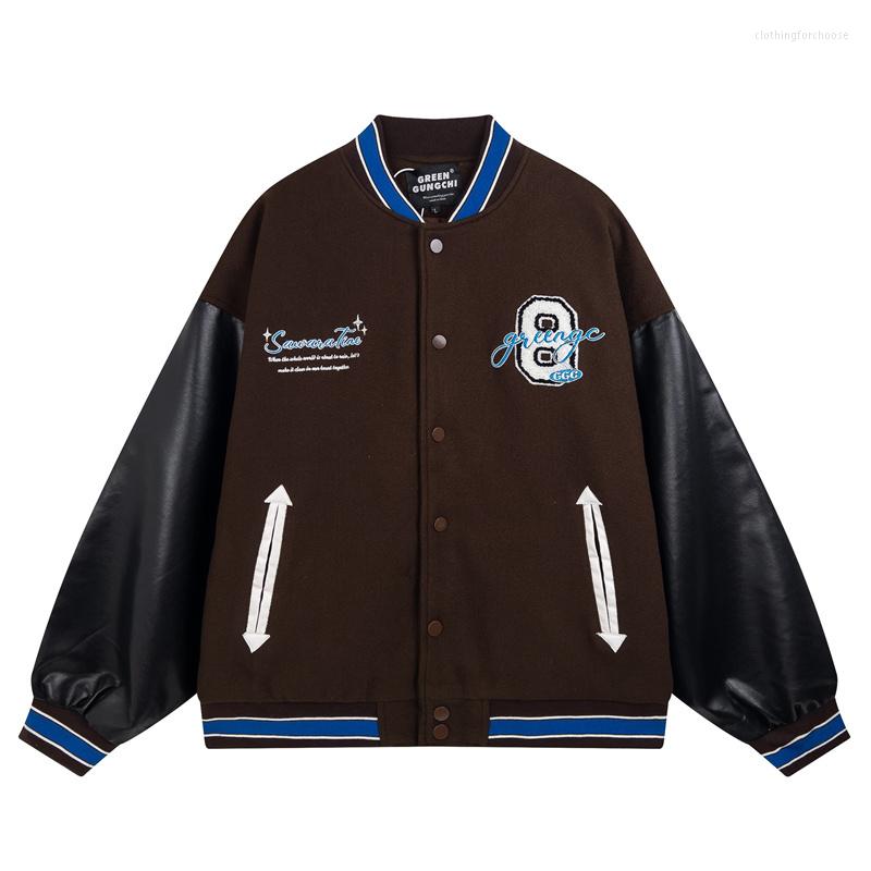

Men' Jackets Jacket 2023 Baseball College Varsity Men Patchwork Embroidery Streetwear Hip Hop Harajuku Korean Vintage Bomber Fashion Coat, Black
