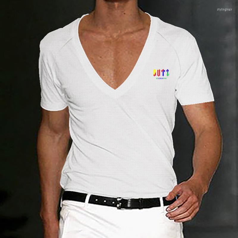 

Men's Sweaters Men's Casual High-quality Brand T-shirt V-neck Fashion Design Ultra-thin Solid Color Short-sleeved