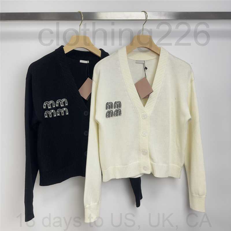 

designer Luxury Womens Knit Cardigan Sweaters With Diamond Fashion Brand Lady Knitting Hoodie Tops Long Sleeve Sweatshirts Clothes, White