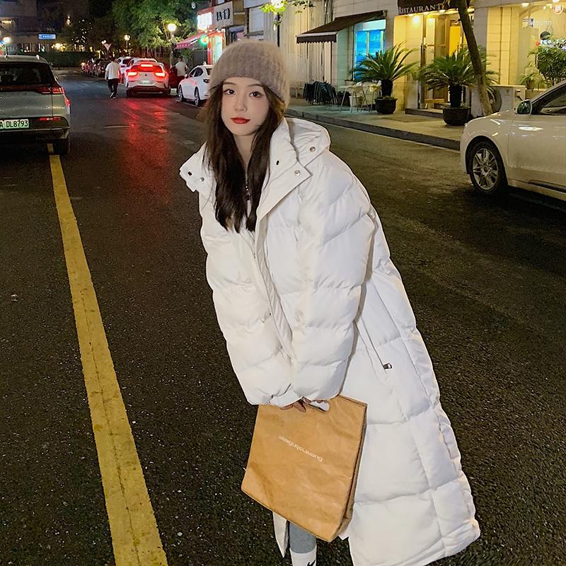 

Women's Trench Coats Women Parkas Warm Thicken Overcoat Long Straight Winter Casual Solid Clothes Hooded Jacket Female Outerwear, White