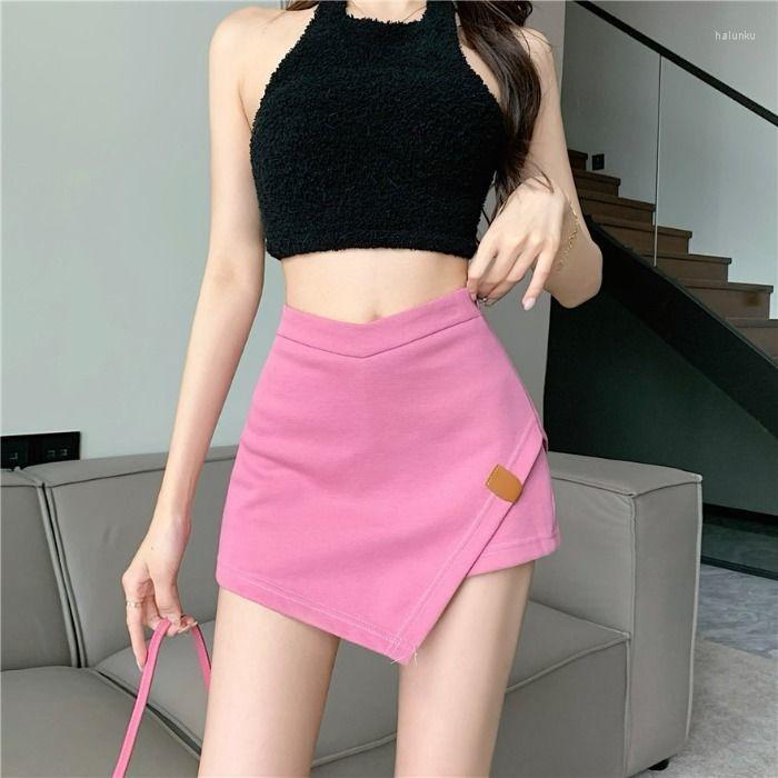 

Skirts Girl' High Waist Irregular A-line Half Length Skirt Pants Women' 2023 Style Hip Short Faldas Clothes For Women, Black