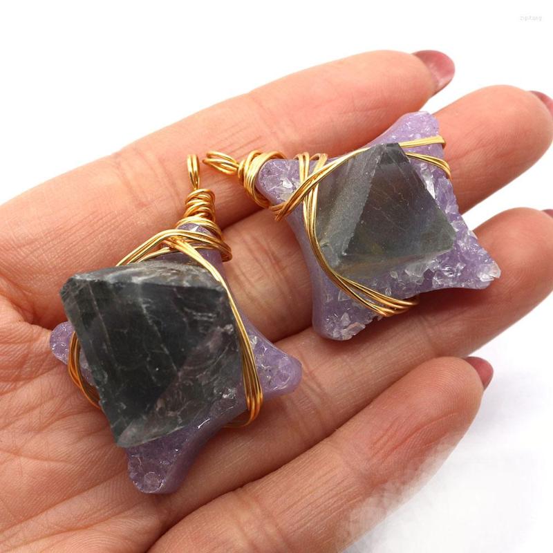 

Pendant Necklaces Exquisite Natural Stone Amethyst Irregular 30-45mm Mysterious Charm Jewelry Winding DIY Necklace Earrings Accessories