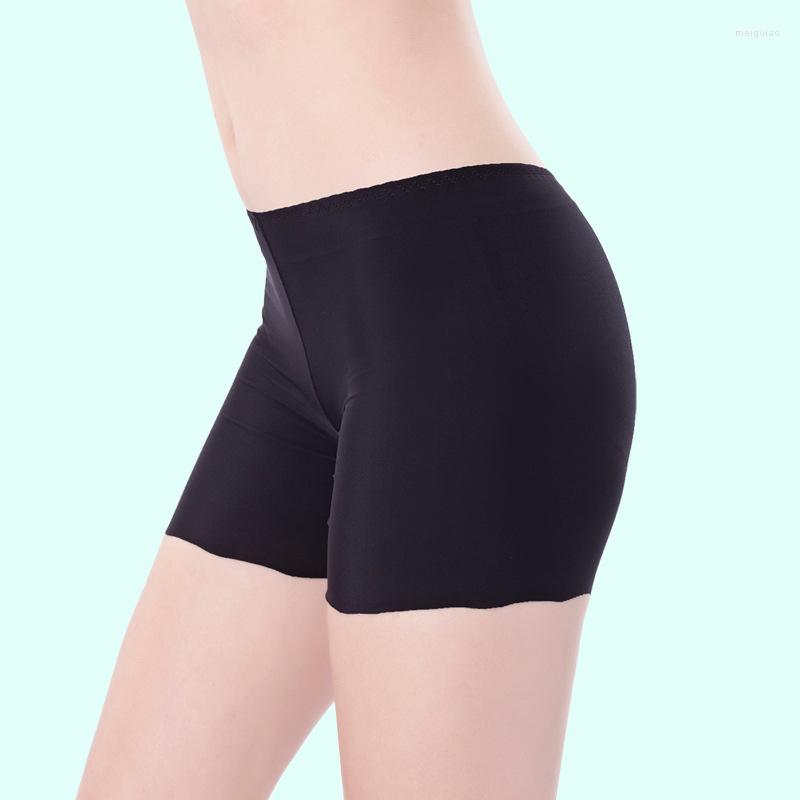 

Women's Panties 2PCS Ice Silk Safety Seamless Pantiesant Mid-Waist Interior Femenina Women Comfortable Anti-Exposure Large Stretch Boxer, Black beige