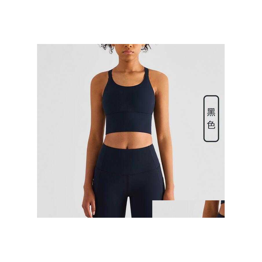 

Yoga Outfits Women Underwear Camis Tank Tops Shoder Strap Support Shockproof Bra Running Fitness Vest Gym Clothes Drop Delivery Spor Dhje0, Black