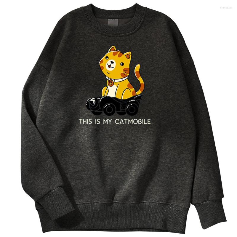

Men' Hoodies This Is My Catmobile Cartoon Printing Men Retro Male Sweatshirt Crewneck Sweatshirts For, Black