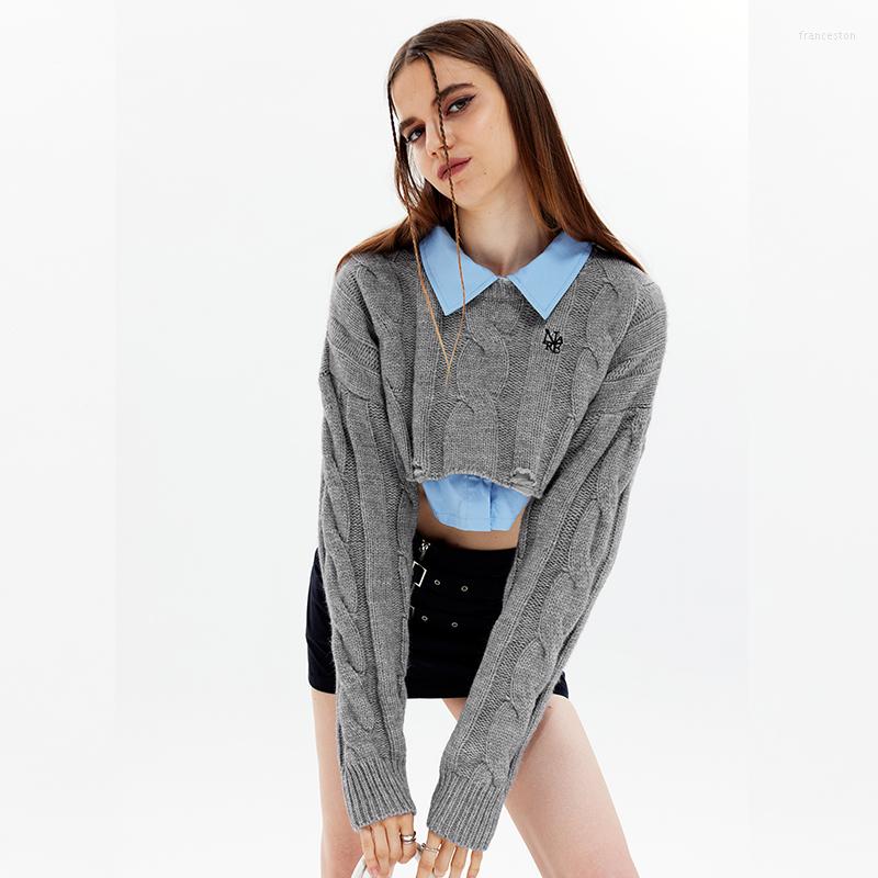 

Women' Sweaters Short Length Vintage Sweater Women O-neck Y2k Top Korean Fashion Pullover Sexy Knitted Casual 2023 Femme Jumper, Gold