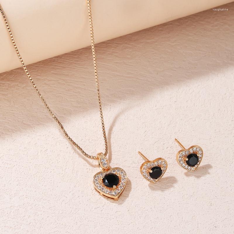 

Necklace Earrings Set Selead Design White Zircon Pendant Women Copper Plated Gold Fashion Round Jewelry, Picture shown