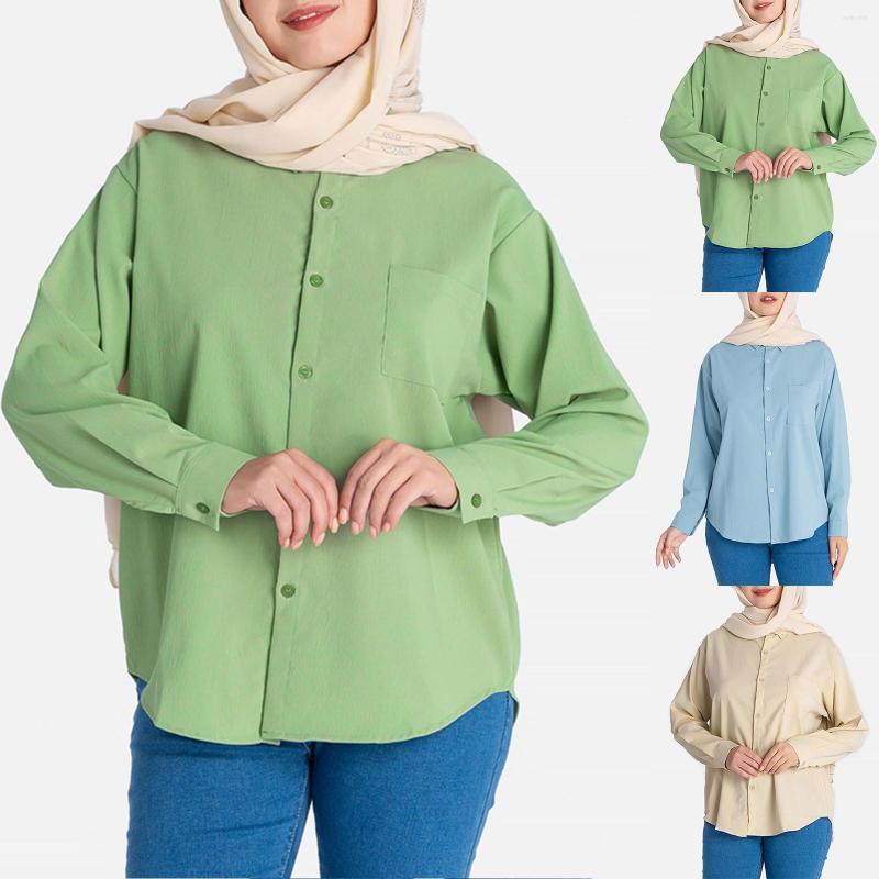 

Women's Blouses And Shirts For Women Casual Tops Spring Summer Loose Solid Color Long Sleeves Shirt Pack, Khaki