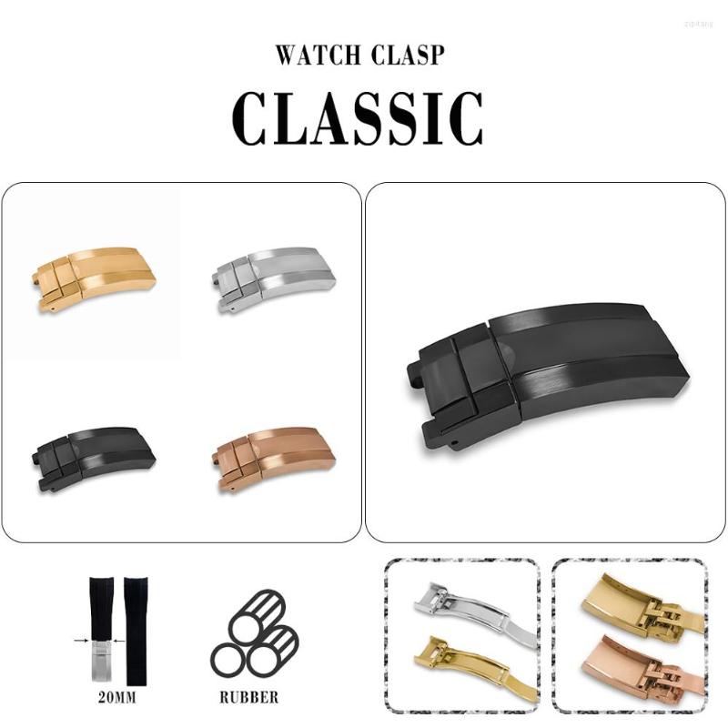 

Watch Repair Kits 9MM 16MM Black Gold Silver Folding Safety Stainless Steel Electroplated Buckle Silicone Strap Interface
