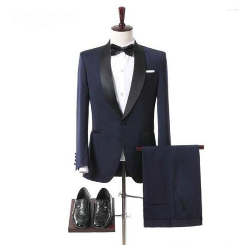 

Men's Suits Navy Blue With Black Shawl Lapel Men For Wedding 2pieces(Jacket Pants Tie) Groom Tuxedos Slim Fit Latest Design Blazer, Beige