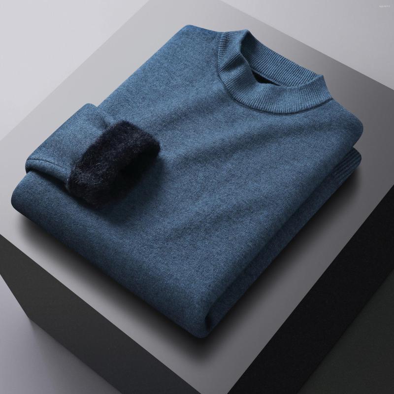 

Men's Sweaters High-end Top Luxury Men's Knitted Sweater Plus Velvet 2023 European Trend Fashion Casual High-quality Warm Pullover, Black