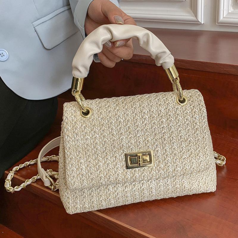 

Evening Bags The Portable Small Bag 2023 Fashion Straw Square Personality One-shoulder Messenger