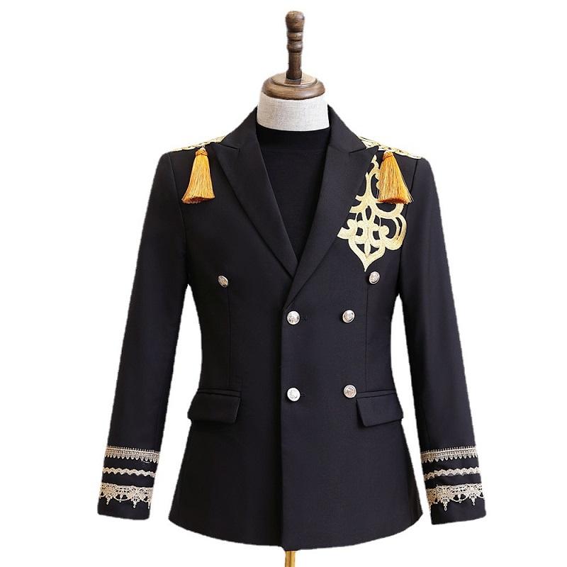 

Men' Suits & Blazers Male Singer Court Casual Black Suit Group Dance Host Banquet Guest Stage Dress PlazerMen