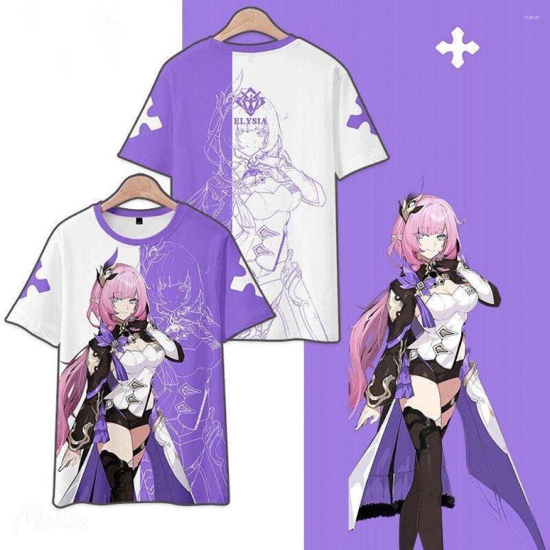 

Men's T Shirts Anime Honkai Impact 3 Elysia 3D Printing T-shirt Summer Round Neck Kimono Short Sleeve Game Streetwear Plus Size, 3m04