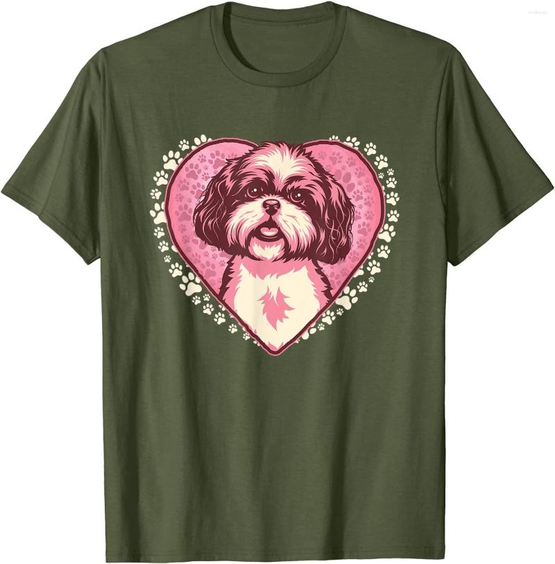 

Men's T Shirts Vintage Shih Tzu Dog Gift Lovely Puppy Doggy In Heart Paws T-Shirt, Dark heather