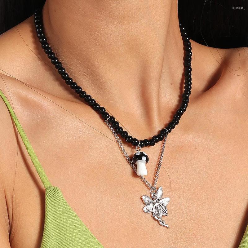 

Choker Bohemian Handmade Black Beads Silver Color Chain Pendant Necklace Trendy Fashion Women Jewelry