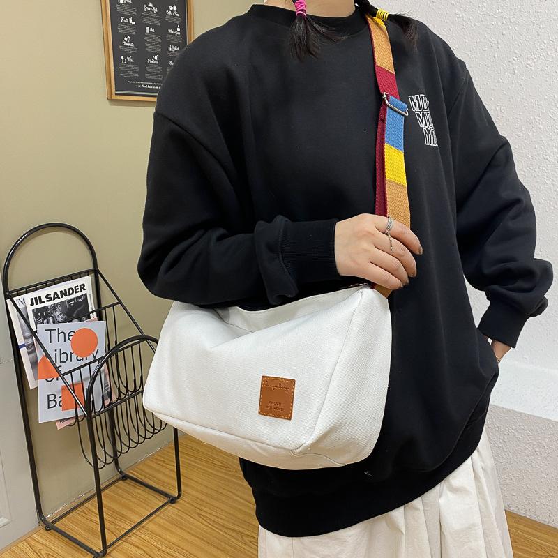 

Evening Bags Winter Canvas Women's Bag Korean Version Simple Backpack Colorful Shoulder Strap Solid Color Retro, White