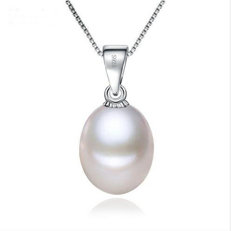 8~9mm Water Drop White Pearls Pendant 925 Sterling Silver Necklace Pendant 100% Natural Freshwater Pearls Pendant Classic-image-387014273