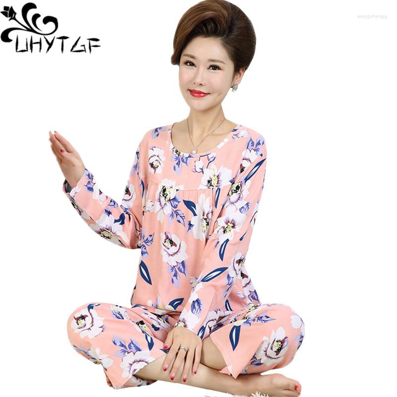 

Women's Sleepwear UHYTGF 2 Piece Set Women Fashion Printed Soft Cotton Silk Summer Pijamas Female Long Sleeves Thin Big Size Homewear882, Blue