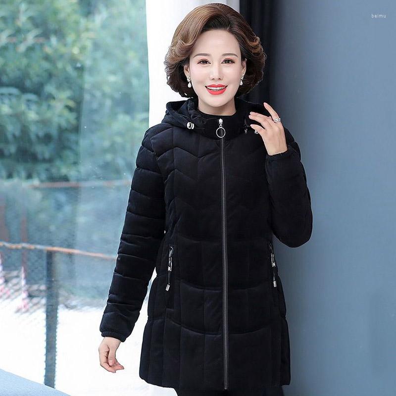 

Women's Trench Coats Womens Winter Coat Gold Velvet Down Cotton Jacket Parkas Long Warm Thicken Female Mother Hooded Outerwear -5XL, Red