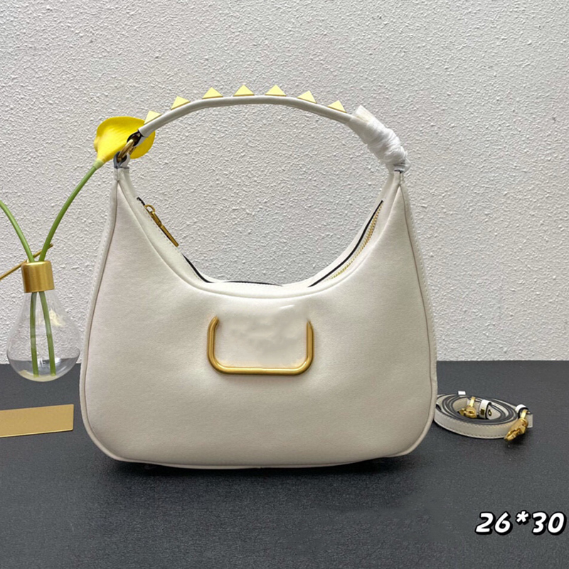 

Designer tote rivet Baguette Sliding Chain Handbag Fashion Shoulder Sheepskin Purse Cross Body Leather bag Letter Hasp Pouch, Red