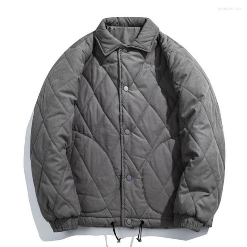 

Men's Jackets Men's Quilted Jacket Loose Fit Embroidery Japanese Military Biker Autumn Winter Coat Casual Chic Streetwear Unisex Clothes, Gray