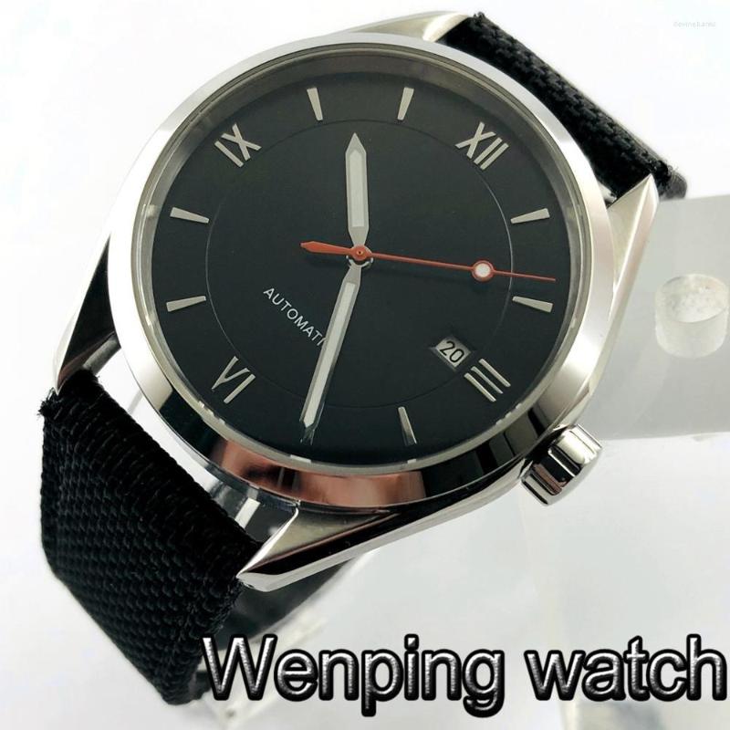 

Wristwatches 41mm Men's Top Mechanical Watch Silver Case Sapphire Glass Seagull Movement Waterproof Automatic, Picture shown