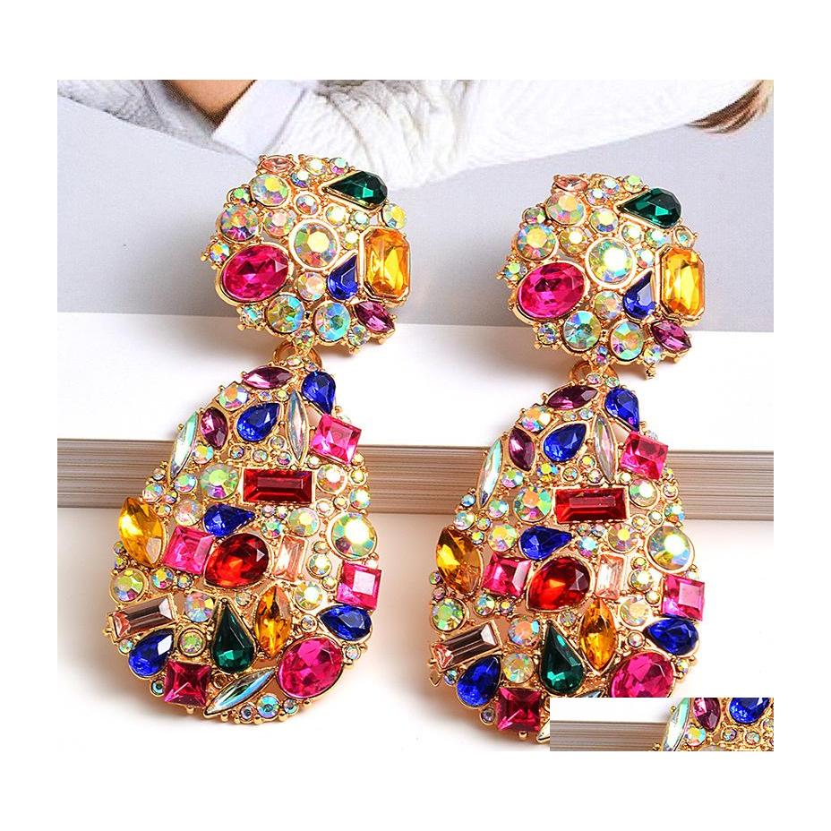

Charm Za Colorf Crystals Drop Earrings Wholeslae Fine Jewelry Accessories For Women Fashion Trend Rhinestone Earring Delivery Dh3Xe