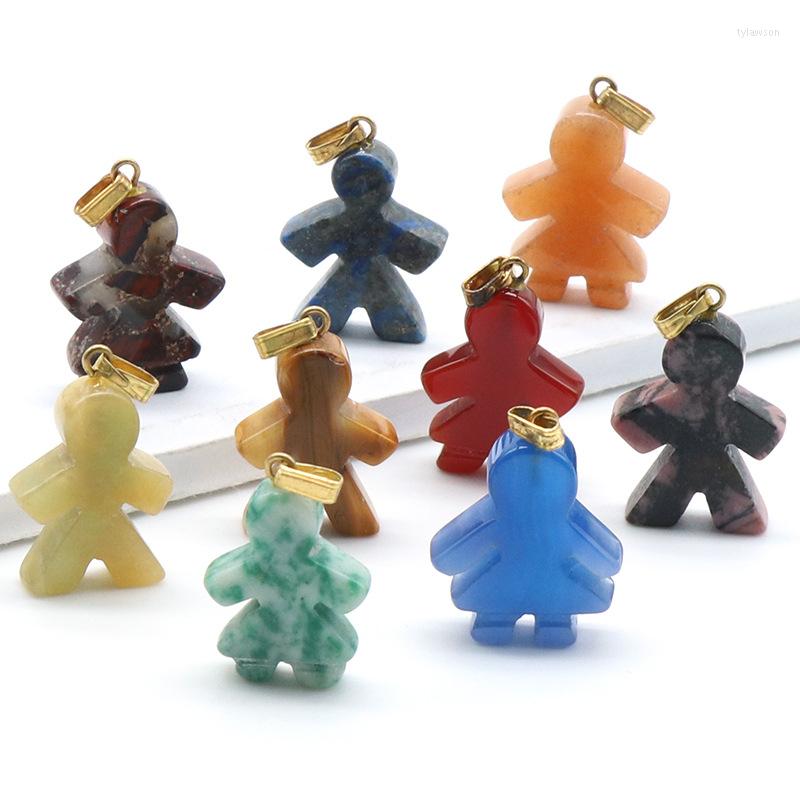 

Pendant Necklaces Lovely Cute Boys Girls Natural Crystal For Necklace Jewelry Reiki Quartz Stone Kids Figure Pendulum Party Birthday Gifts