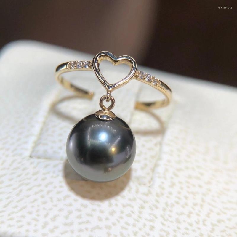 

Cluster Rings D1010 Pearl Ring Fine Jewelry Solid 14K Gold Round 10-11mm Nature Sea Water Tahiti Pearls For Women Presents