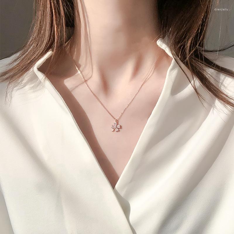 

Pendant Necklaces Four-leaf Clover Clavicle Chain Necklace For Party Fine Jewelry Accessories Temperament Women