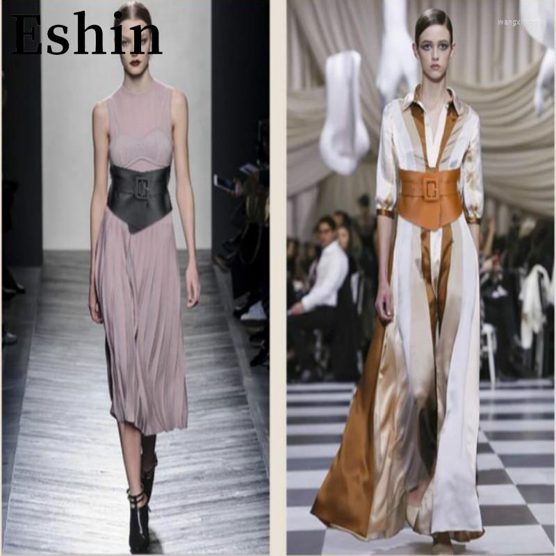

Skirts Eshin Fashionable Personality Trendy Decorative Ladies Cummerbund High Quality PU Fabric Soft Leather Shirt Dress Widened Belt, Black