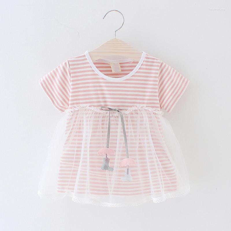 

Girl Dresses Baby Girls Mesh Dress Summer Born Striped Cute Cotton Soft For Princess Bow Infant Clothing, Bd00408-rd