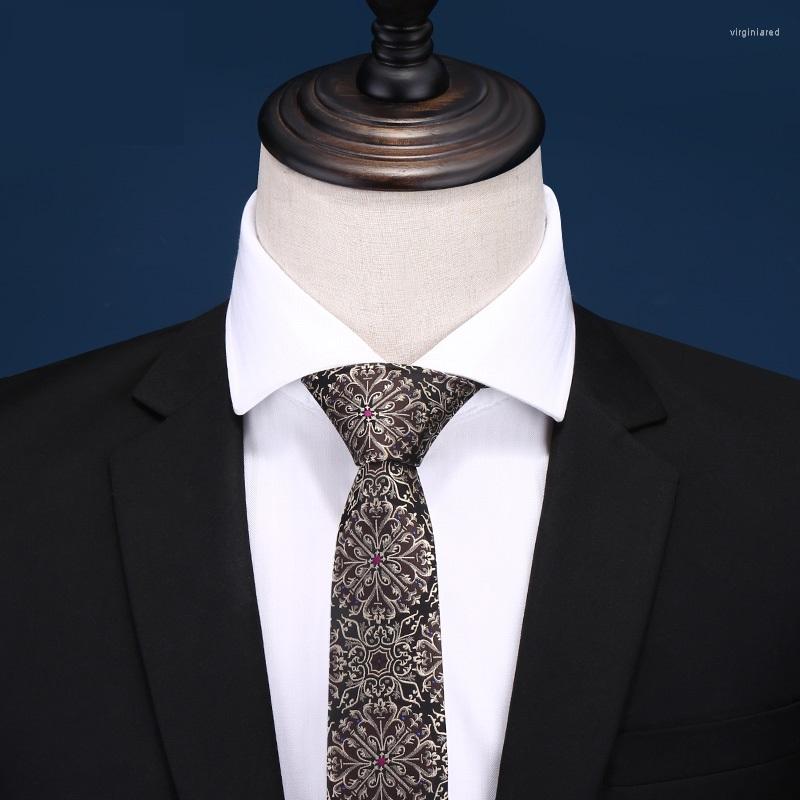 

Bow Ties 2023 Brand Fashion High Quality Mens 5CM Slim Retro Flower Pattern Necktie Formal Suit Party Neck Tie For Men With Gift Box