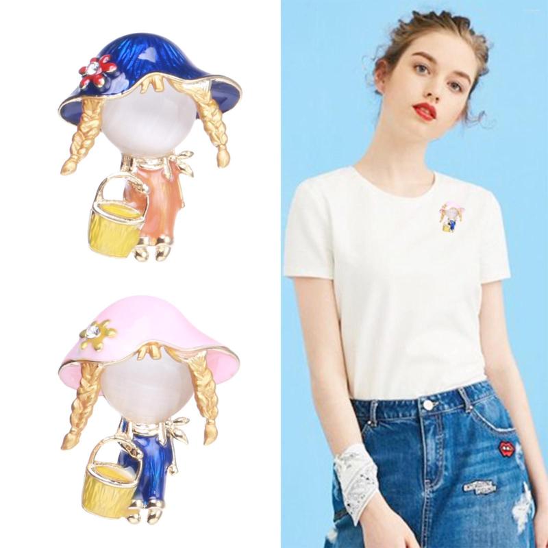 

Brooches Cute Little Girl Brooch Personality Cartoon Creative Pin Collar Cardigan Accessories Floral Magnets For Boutonnieres Backs