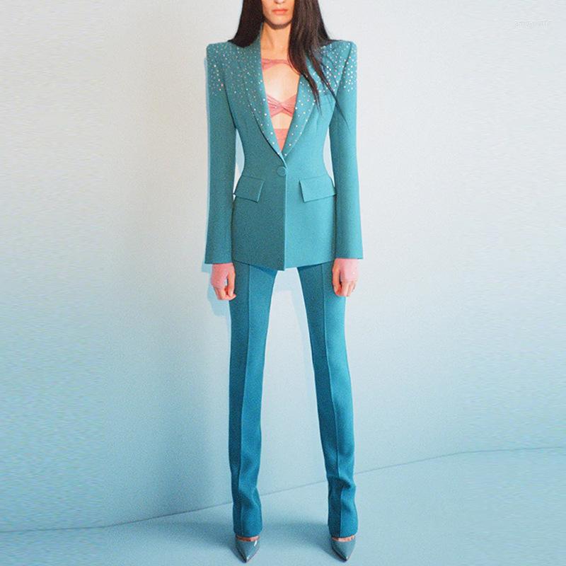 

Women' Two Piece Pants Spring And Autumn 2023 European American Fashion Simple Suit Business Temperament Commuter Women' Wear, Khaki