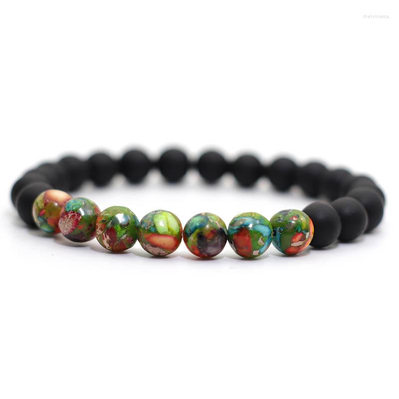 

Strand Colorful Imperial Stone Bracelet For Men Women Handmade 4/6/8mm Natural Matte Rock Vitage Beads Braslet Charm Jewelry Gifts