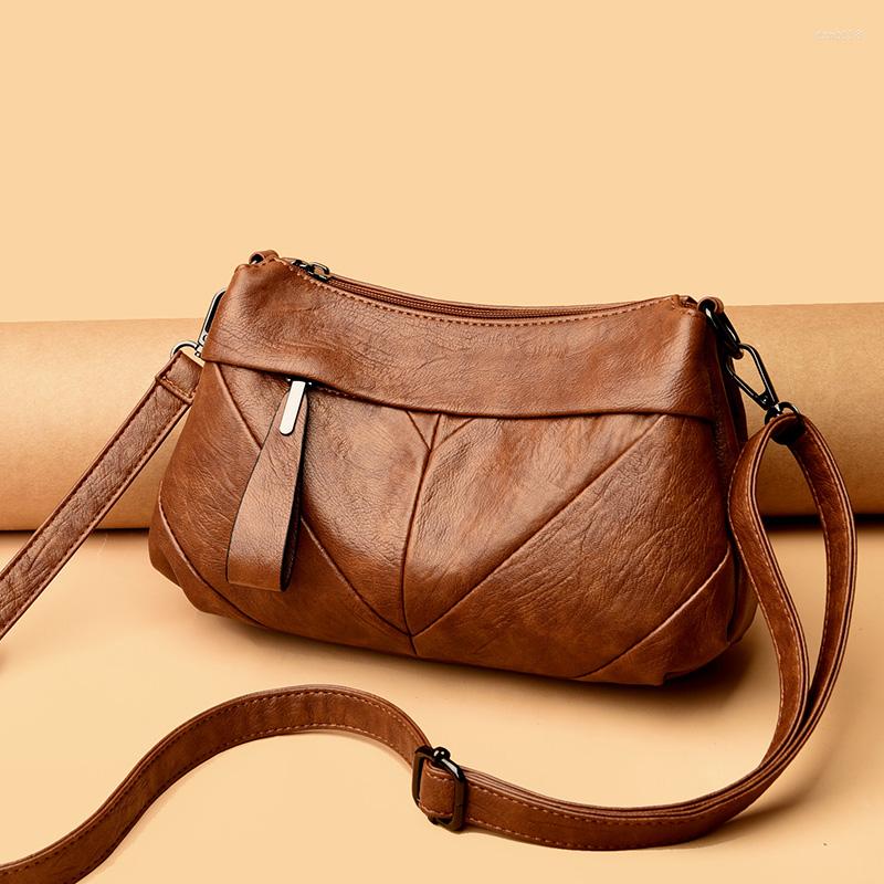 

Evening Bags High Quality Women Leather Shoulder 2023 Soild Messenger Bag Luxury Handbags Purses Designer Crossbody, Black