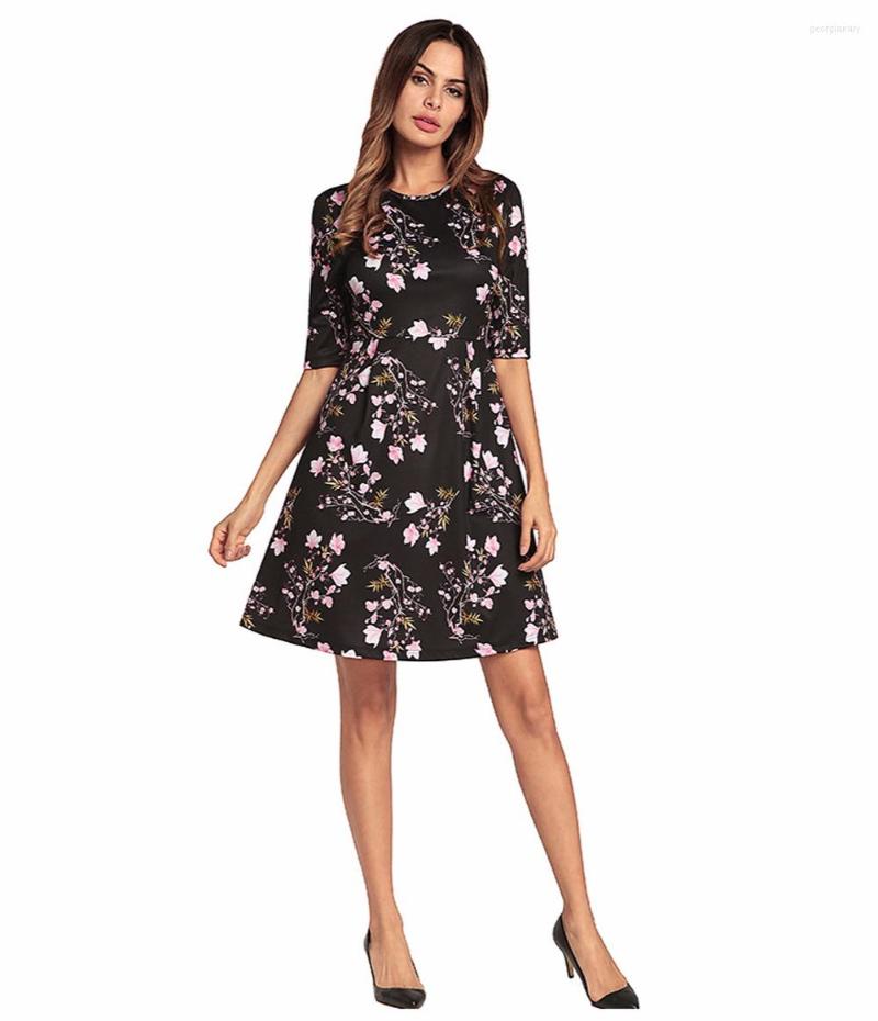 

Party Dresses Women Summer Dress O Neck Half Sleeve High Waist Sexy Printed Casual A Line Female, Green