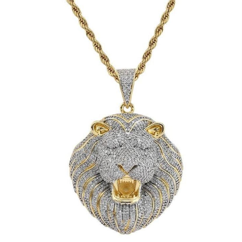 

Mens Jewelry Hip Hop Designer Necklace Bling Diamond Lion Animal Rapper DJ Accessories316d