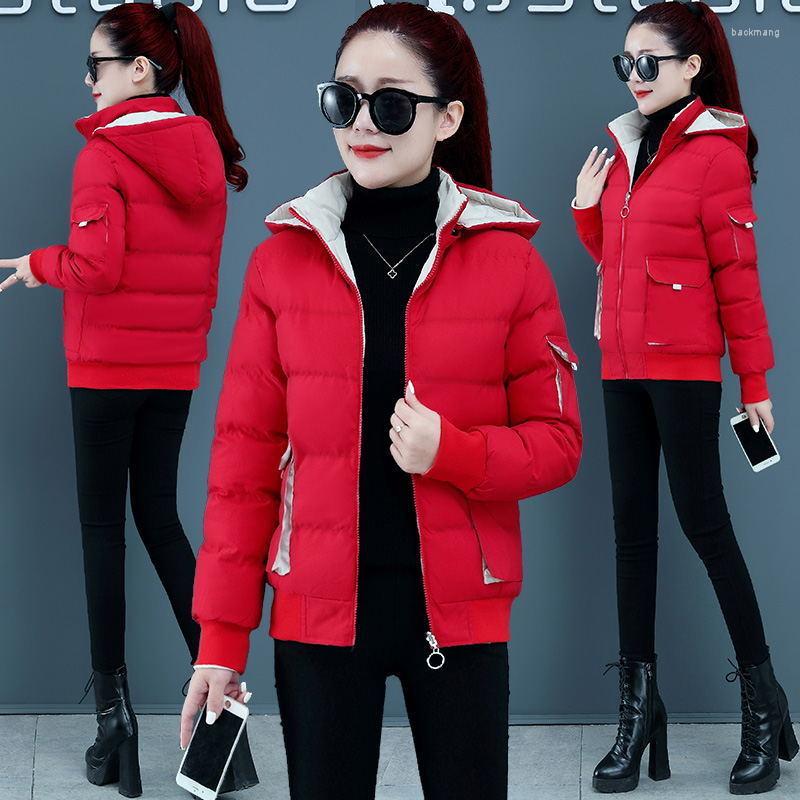 

Women's Trench Coats 2023 Hooded Mid-length Cotton Padded Coat Women Loose Warm Thicken Parka Fluffy Overcoat Snow Wear Office Solid Outwear, Red