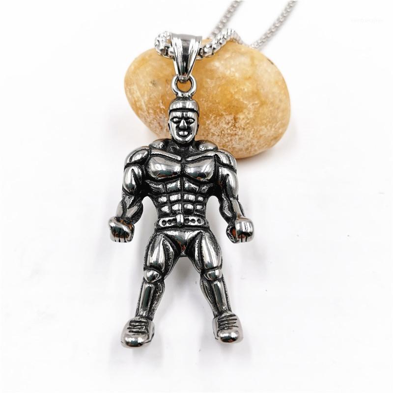 

Pendant Necklaces Casual Sporty Bodybuilding Gym Necklace Punk Chain Male Muscle Stainless Steel Jewelry Fashion Vintage Hip Hop Pendant1