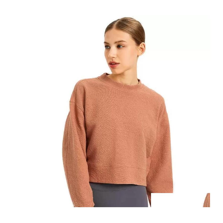 

Yoga Outfits L03 Womens Top Short Plover Sweater Loose Leisure Fitness Running Sports Coat Gym Clothes Shirt Drop Delivery Outdoors Dhjf3, Black