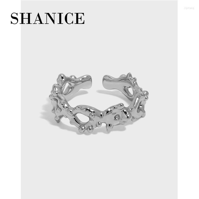 

Cluster Rings SHANICE Punk S925 Sterling Silver Open Ring Minimal And Irregular Adjustable For Men Women Party Jewelry Girl Gift
