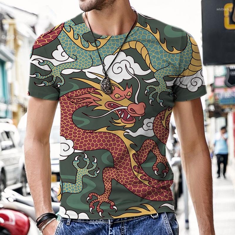 

Men's T Shirts Fashion Chinese Dragon Printing Men's Shirt Street Trend Short Sleeve Top Leisure O-neck Pullover Hip Hop Style Oversized, Cbt-4381