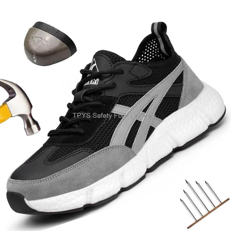 

Dress Shoes Breathable Safety Men s Steel Toe Working Sneakers Puncture Proof Boots For Man Male Drop 230213, Yd9171grey