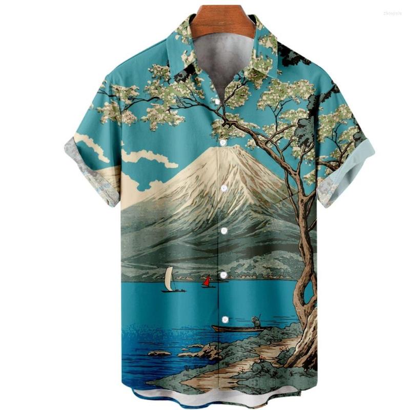 

Men's Casual Shirts Fashion Lapel Streetwear Men's Hawaiian Turn-down Collar Shirt Men Summer Short Sleeve Tops