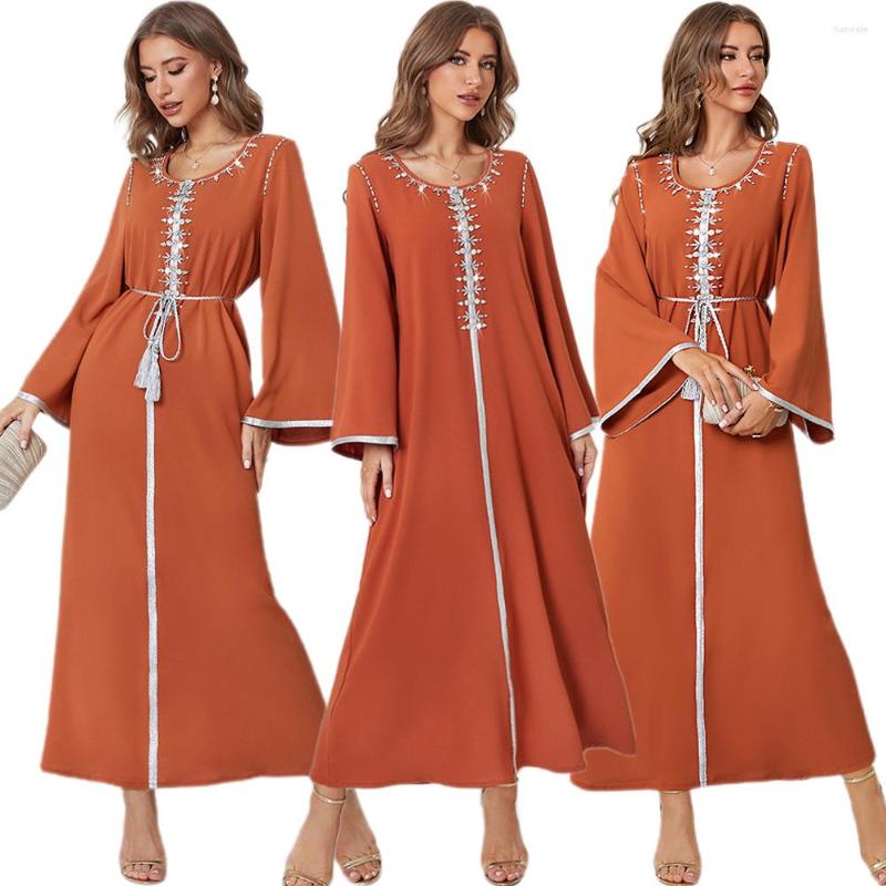

Ethnic Clothing Luxury Rhinestone Abaya Muslim Arab Long Dress Party Gown Women Holiday Moroccan Jalabiya Maxi Robe Caftan Ramadan Eid