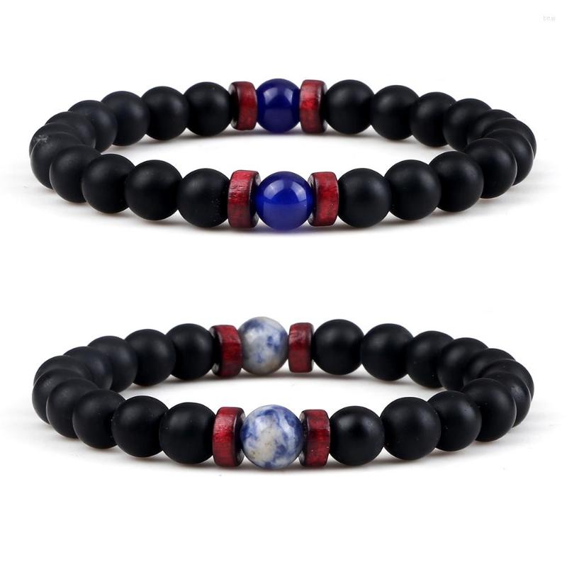 

Strand Handmade Beads Bracelets Natural Stone Onyx Bracelet & Bangle For Women Men Energy Yoga Balance Buddha Wrist Jewelry Friend Gift